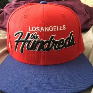 The Hundreds red and blue buckle back hat